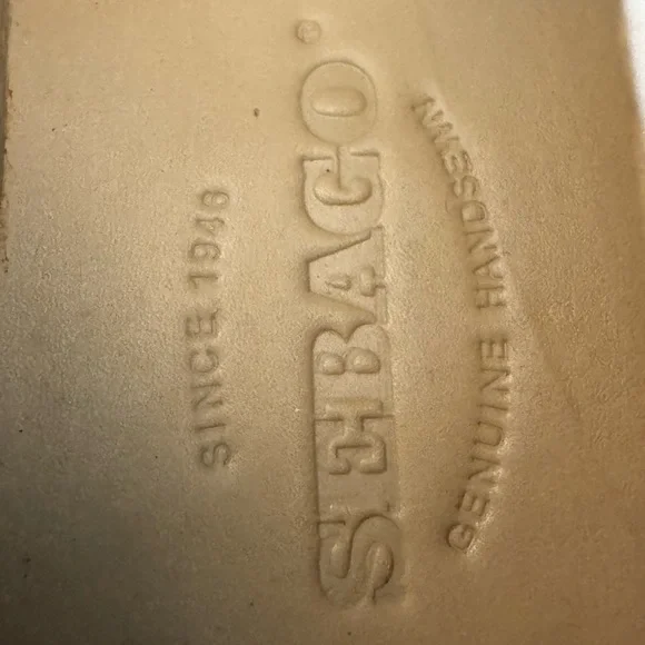 Sebago Tan and White Moccasins with Contrast Stitching - Picture 6 of 7